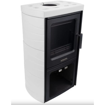 Nordflam Tromso öntvény kandalló fehér kerámia csempe borítással 5,7kW