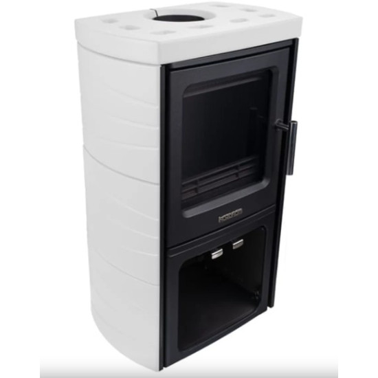 Nordflam Tromso öntvény kandalló fehér kerámia csempe borítással 5,7kW