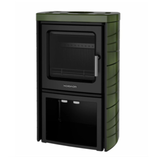 Nordflam Tromso öntvény kandalló zöld kerámia csempe borítással 5,7kW