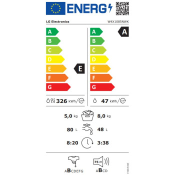 LG W4X1085NWK mosó-szárítógép, 8/5 kg, inverter motor, 60x59x85 cm