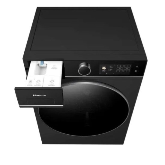 Hisense WF5I1045BBQ elöltöltős mosógép, 10.5 kg, gőz, Wifi, 59.5x55x84.5 cm, fekete szín 