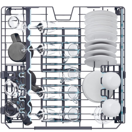 Haier XF 4A4M4PB mosogatógép, 14 teríték, inverter motor, 3 kosár, Wifi, automatikus ajtónyitás, 59.7x59.8x85 cm, fekete szín