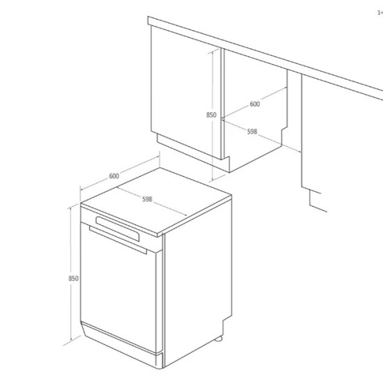Haier XF 4A4M4PB mosogatógép, 14 teríték, inverter motor, 3 kosár, Wifi, automatikus ajtónyitás, 59.7x59.8x85 cm, fekete szín