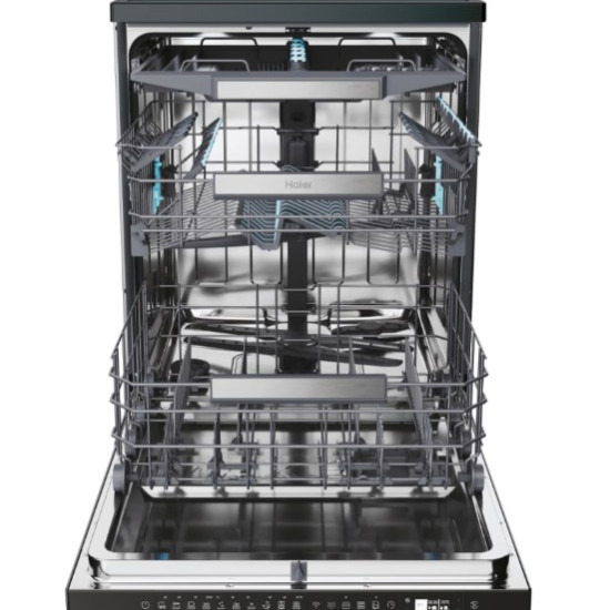 Haier XF 4A4M4PB mosogatógép, 14 teríték, inverter motor, 3 kosár, Wifi, automatikus ajtónyitás, 59.7x59.8x85 cm, fekete szín