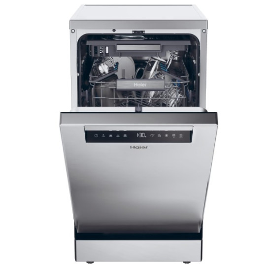 Haier XF1C3TB1FX mosogatógép, 11 teríték, Wifi, inverter motor, 3 kosár, automatikus ajtónyitás, 44.8x60.5x84.6 cm, inox