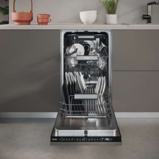 Haier XI1C1TB4LPCFB teljesen beépíthető mosogatógép, Wifi, 3 kosár, automatikus ajtónyitás, inverter motor, 11 teríték, 44.8x55.9x81.6 cm