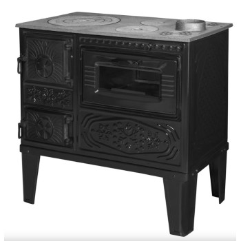 Hunor YTK 210 sparhelt fekete jobbos 7,85 kW, öntvény tűztérrel, 81x40x75 cm 