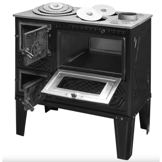 Hunor YTK 210 sparhelt fekete jobbos 7,85 kW, öntvény tűztérrel, 81x40x75 cm 