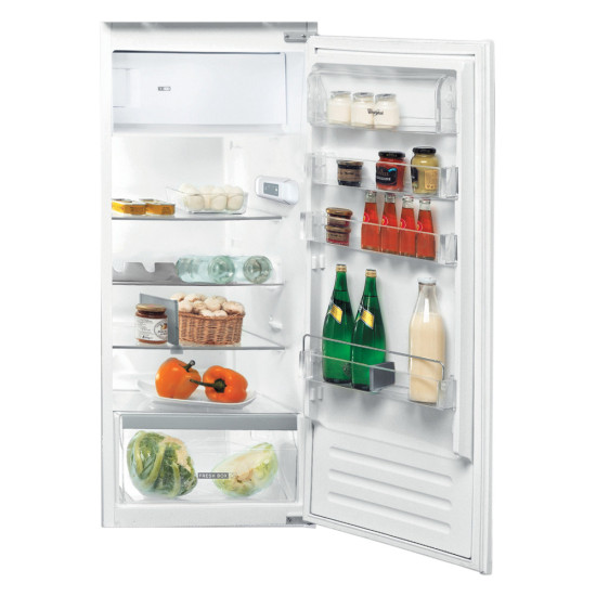 Whirlpool ARG 86122 beépíthető egyajtós hűtőszekrény fagyasztóval, 171/18L, 54x54.5x122 cm, inox szín 