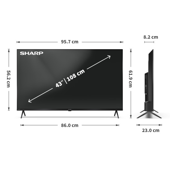 Sharp 43HP5265E 4K UHD Smart QLED TV, 43", 109.22 cm