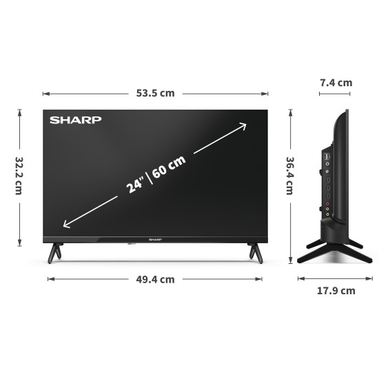 Sharp 24HA1205E HD Ready LED TV, 24", 60.96 cm 