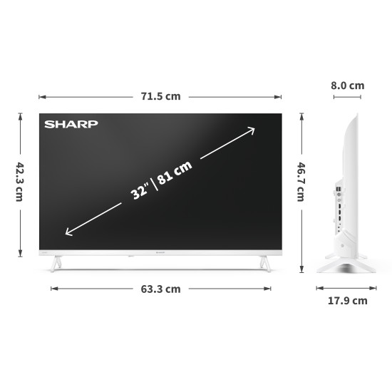 Sharp 32HF2265EW HD Ready Smart LED TV, 32", 81.28 cm 