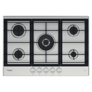 Whirlpool GMWL 728/IXL beépíthető gáz főzőlap, 73x51x4.1 cm, 5 gázégő, wok égőfej, inox ixelium szín
