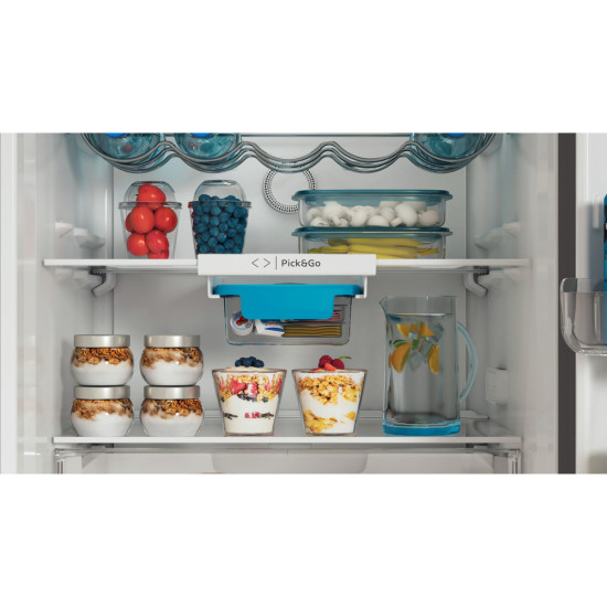 Indesit INFC9 TO32X Total No Frost alulfagyasztós kombinált hűtőszekrény, 263/104L, 59.6x67.8x202.7 cm, inox szín 