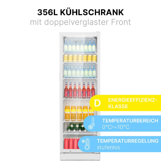 Bomann KSG 7351 üvegajtós italhűtő, 356L, 59.5x57x194.5 cm