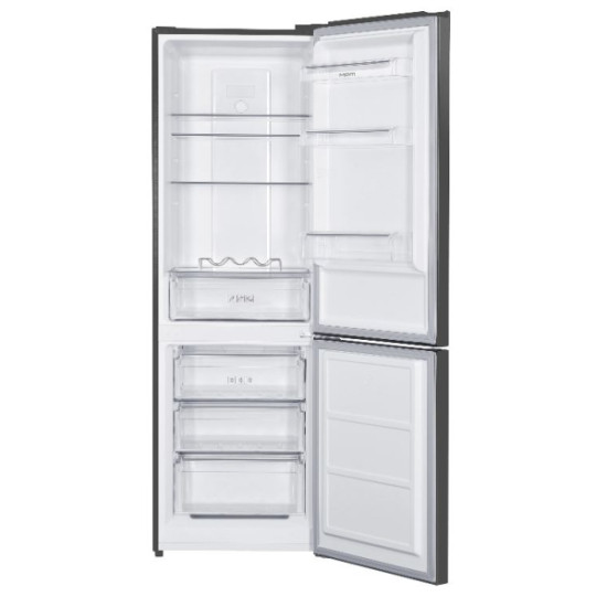 MPM MPM-312-FF-60-D Total No Frost alulfagyasztós kombinált hűtőszekrény, 210/83L, 60x60.5x186 cm, sötét inox szín 
