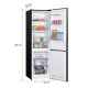 MPM MPM-312-FF-60-D Total No Frost alulfagyasztós kombinált hűtőszekrény, 210/83L, 60x60.5x186 cm, sötét inox szín 