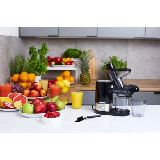 MPM-MSO-17 lassú gyümölcsprés, 450W, fekete/inox szín 