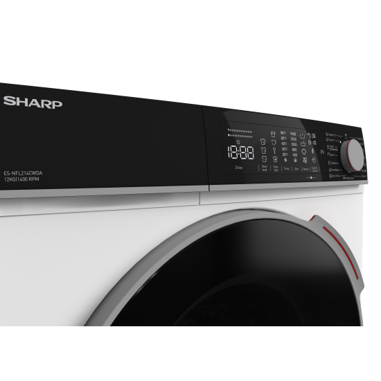 Sharp ES-NFL214CWDA-EE elöltöltős mosógép, 12 kg, inverter motor, gőz, 59.7x63.2x84.5 cm 