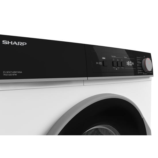 Sharp ES-NFA714BW1NNA-EE elöltöltős mosógép, 7 kg, inverter motor, 59.7x49.7x84.5 cm 