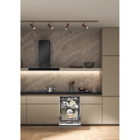 Whirlpool W7I HT58 T teljesen beépíthető mosogatógép, 3 kosár, automatikus ajtónyitás, 15 teríték, 59.8x55.5x82 cm