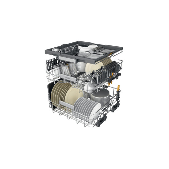 Whirlpool W7I HT58 T teljesen beépíthető mosogatógép, 3 kosár, automatikus ajtónyitás, 15 teríték, 59.8x55.5x82 cm