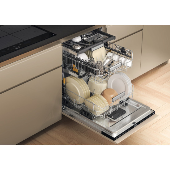 Whirlpool WH7IA115B2M3TUS0 teljesen beépíthető mosogatógép, 15 teríték, automatikus ajtónyitás, 3 kosár, 59.8x55.5x82 cm