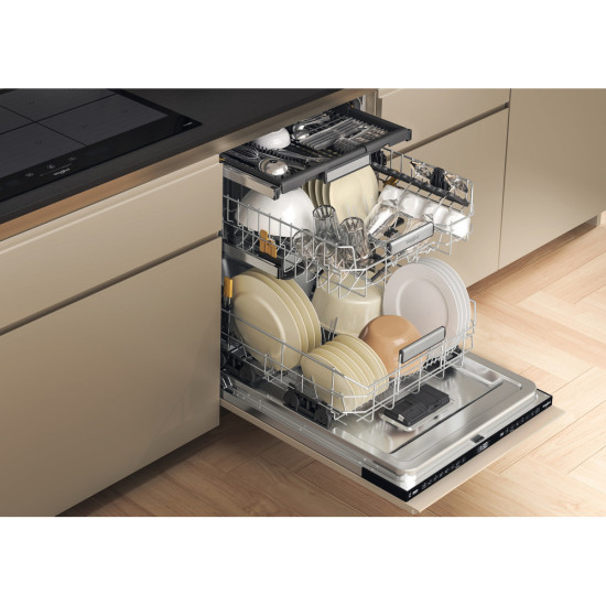 Whirlpool WH7IA15AM3LS0 teljesen beépíthető mosogatógép, 3 kosár,15 teríték, automatikus ajtónyitás, 59.8x55.5x82 cm