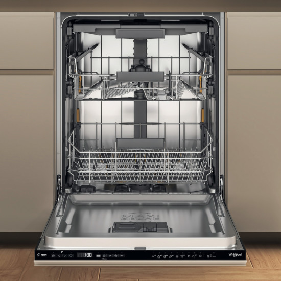 Whirlpool WH7IPA15BM6L0 teljesen beépíthető mosogatógép, 15 teríték, automatikus ajtónyitás, 59.8x55.5x82 cm