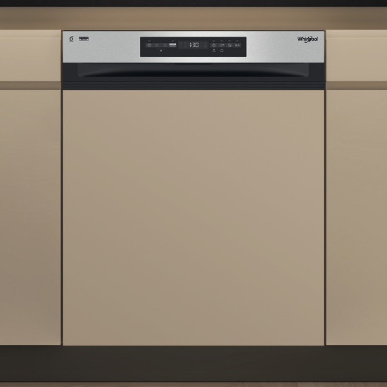 Whirlpool WH7PA15AM60 beépíthető kezelőpaneles mosogatógép, 15 teríték, automatikus ajtónyitás, 59.8x55.5x82 cm, inox szín 