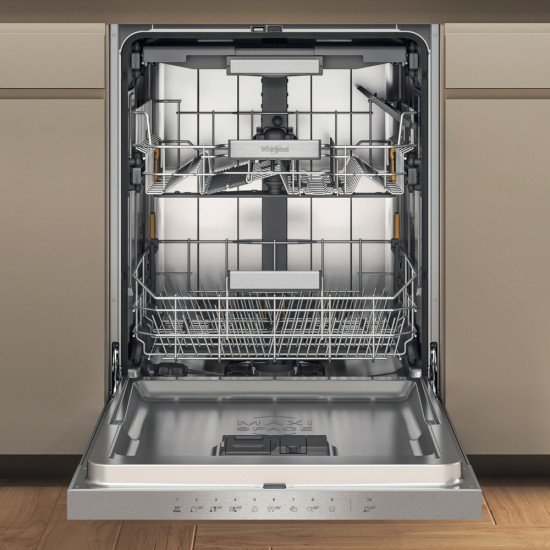 Whirlpool WH7PA15AM60 beépíthető kezelőpaneles mosogatógép, 15 teríték, automatikus ajtónyitás, 59.8x55.5x82 cm, inox szín 