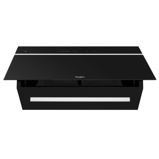 Whirlpool WHVS 90F LT C K beépíthető falra szerelhető döntött kürtös konyhai elszívó, 50.4x37x89.8 cm, fekete szín 