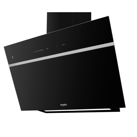 Whirlpool WHVS 90F LT C K beépíthető falra szerelhető döntött kürtös konyhai elszívó, 50.4x37x89.8 cm, fekete szín 