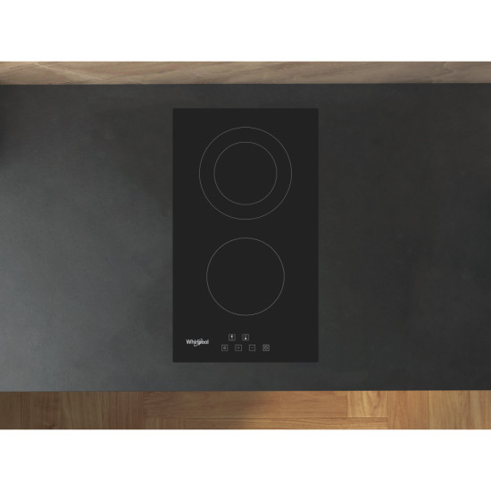 Whirlpool WRD 6030 B beépíthető dominó 2 főzőzónás kerámialap, 30x52x4.7 cm, fekete szín
