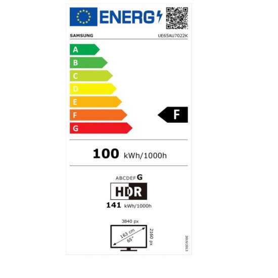 Samsung UE65AU7022KXXH 65" 163cm UHD 4K Smart LED TV