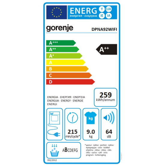 Gorenje DPNA92WIFI hőszivattyús szárítógép,9kg