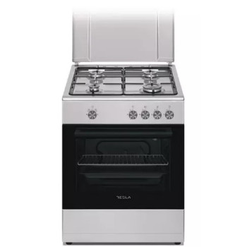 Tesla CG6400SX 60cm inox gáztűzhely,egykezes szikragyújtás,sütő világítás