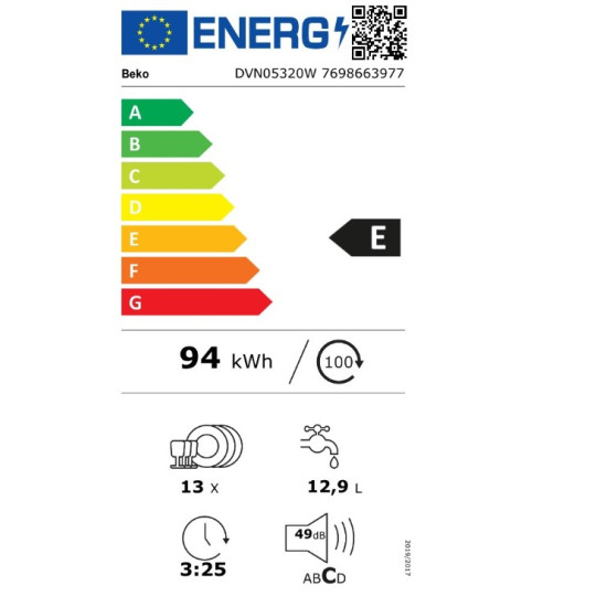 Beko DVN05320W mosogatógép,13 teríték