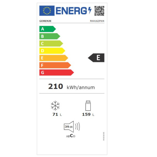 Gorenje RK4162PW4 alulfagyasztós kombinált hűtőszekrény 230l fehér 161.3cm