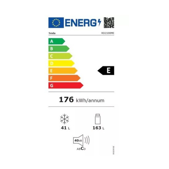 Tesla RD2100ME felülfagyasztós kombinált hűtő,143cm magas,210L