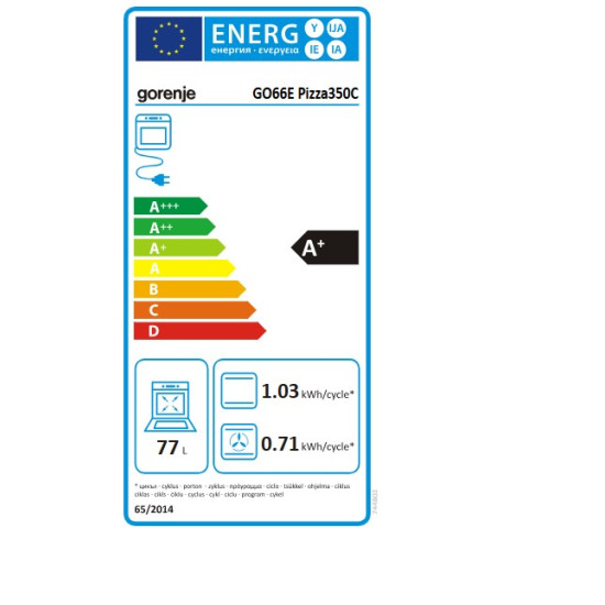 Gorenje GO66E PIZZA350C beépíthető pirolitikus sütő,77L