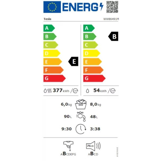 Tesla WW86491M mosó-szárítógép,8/6kg,inverter motor,47.5cm mélység 