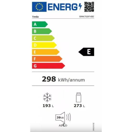 Tesla RM4700FHBE Total No Frost side by side hűtőszekrény,fekete,180cm magas,kettős inverter kompresszor