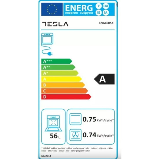 Tesla CV6400SX hőlégkeveréses elektromos tűzhely,56L,inox