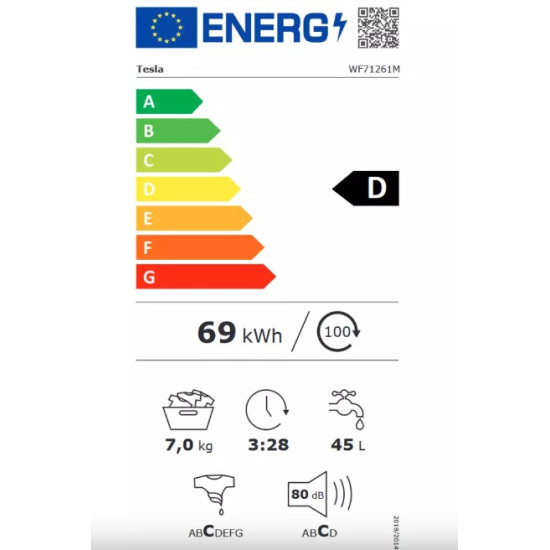 Tesla WF71261M elöltöltős mosógép,7kg,40cm mélység