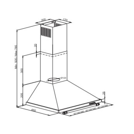 Tesla DC600SX beépíthető kürtös konyhai elszívó,60cm széles,inox