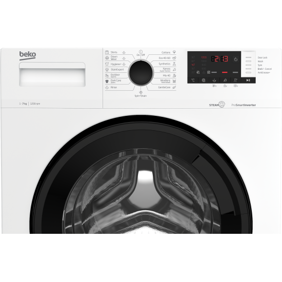 Beko WUE7612XBWS keskeny elöltőltős mosógép 7kg,gőzfunkció,inverteres motor, 60x49x84.5 cm 