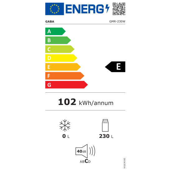 Gaba GMR-230W egyajtós hűtőszekrény, 142x55x55cm 