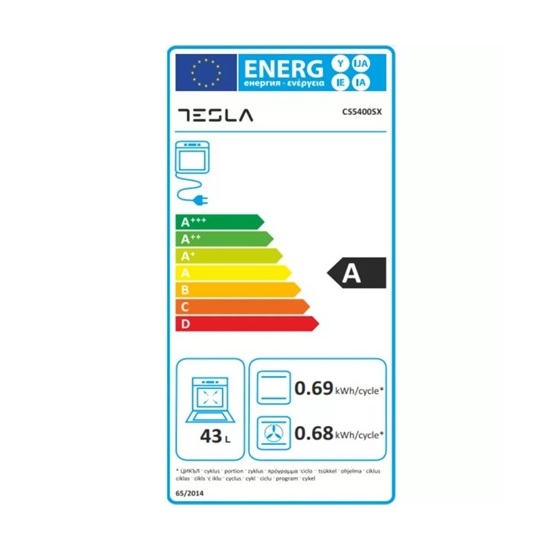 Tesla CV5400SX elektromos tűzhely,kerámialappal,inox,43L