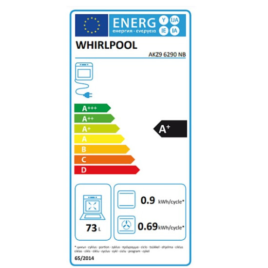 Whirlpool AKZ9 6290 NB beépíthető pirolitikus sütő,73L